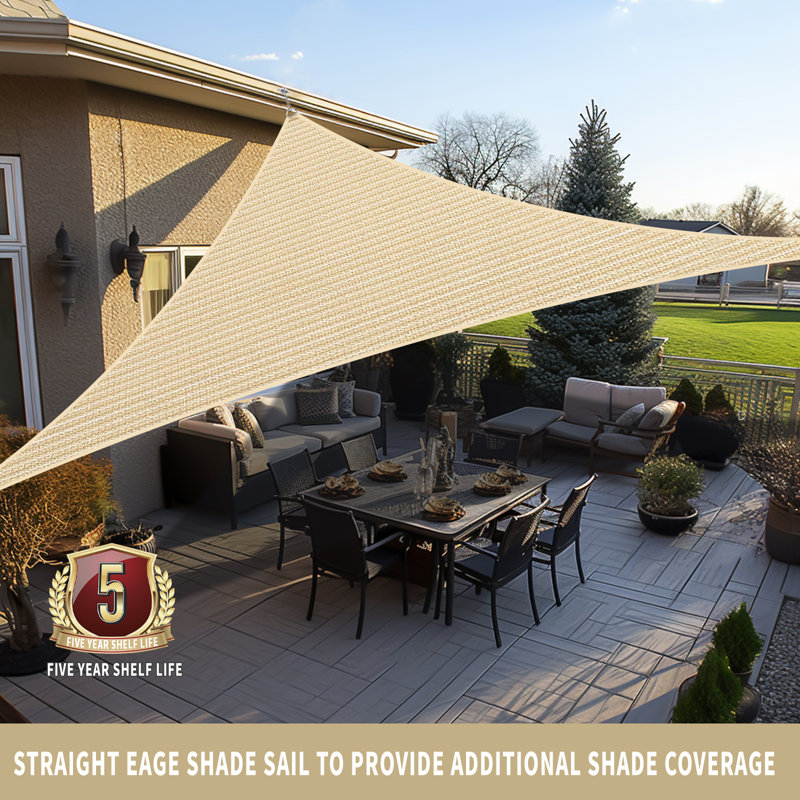 11'8" x 15'7" Triangle Shade Sail, Beige