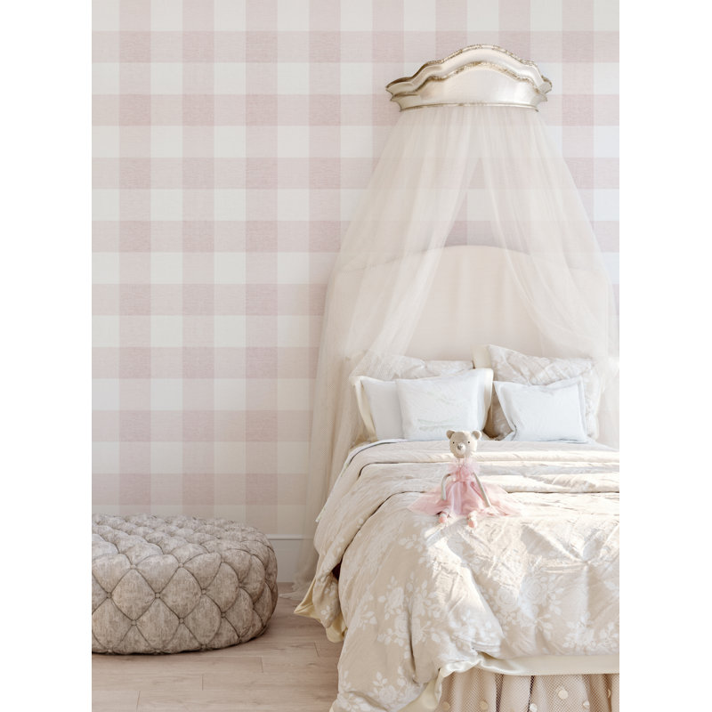 Panneau de papier peint à carreaux Martianna, L 2 pi x H 18 pi, Rose