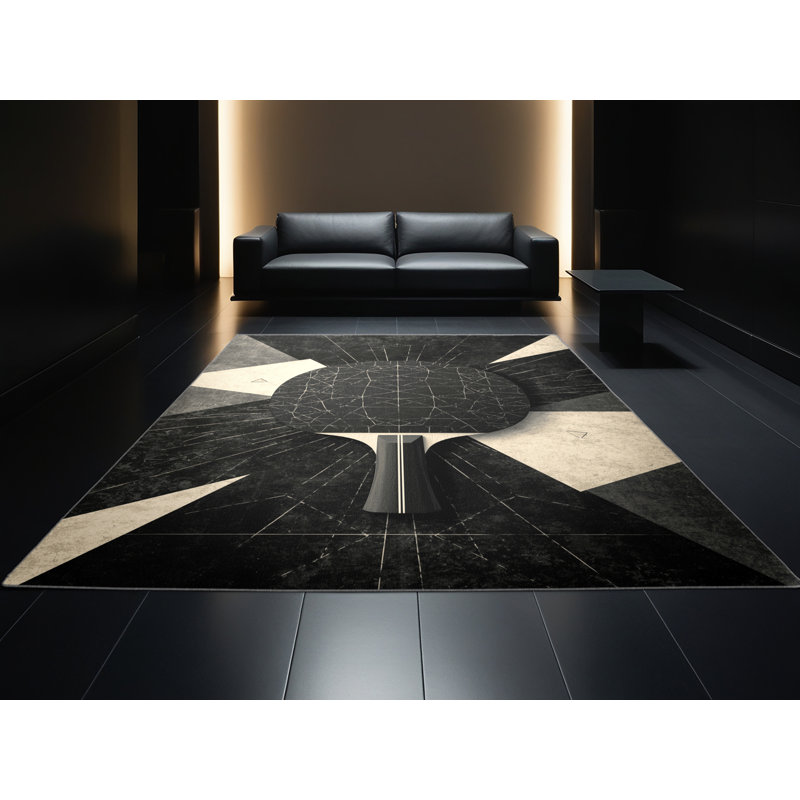 Soft Plush Enger Table Tennis Olympic Modern Geometric Area Rug in Gray – Gray Binding, 8x12