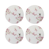 Blossom Fantasia French Gray Vegan Leather Round Coasters