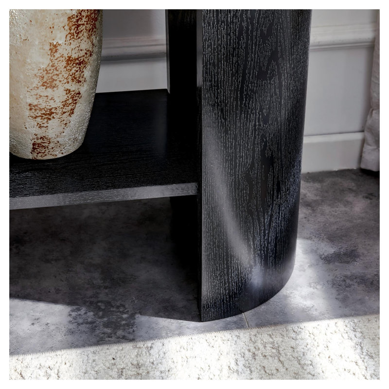 Table de vestibule incurvée à double couche en bois aggloméré noir