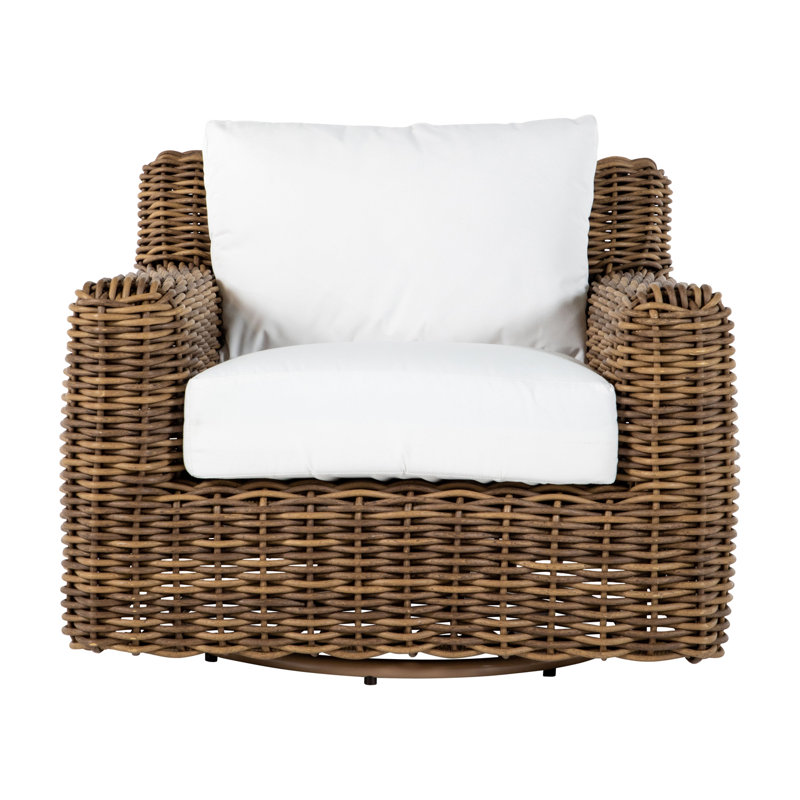 Montauk Swivel Lounge Chair In Rollo Fabric With No Welt