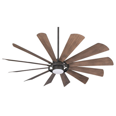 65" 12 - Blade Outdoor LED Smart Windmill Ceiling Fan with Remote Control and Light Kit Included