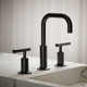 Purist® Widespread Faucet with Drain Assembly Low Lever Handles and Low Gooseneck Spout