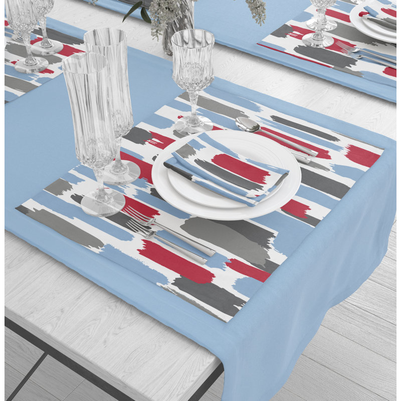 Walentina Polyester Abstract Rectangle Placemat, Red/Blue