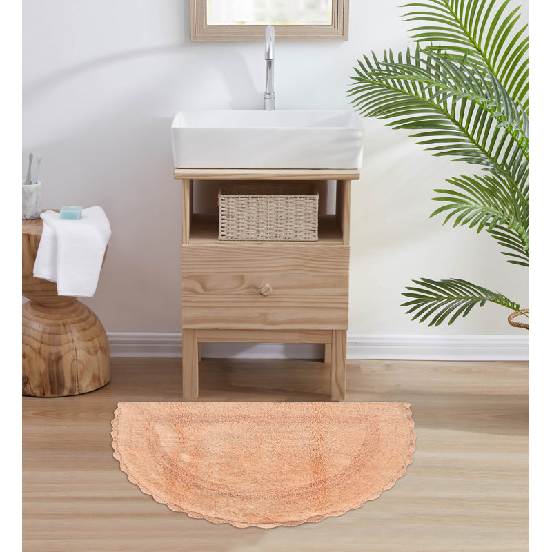 Tapis de bain demi-cercle en dentelle crochetée, Pêche