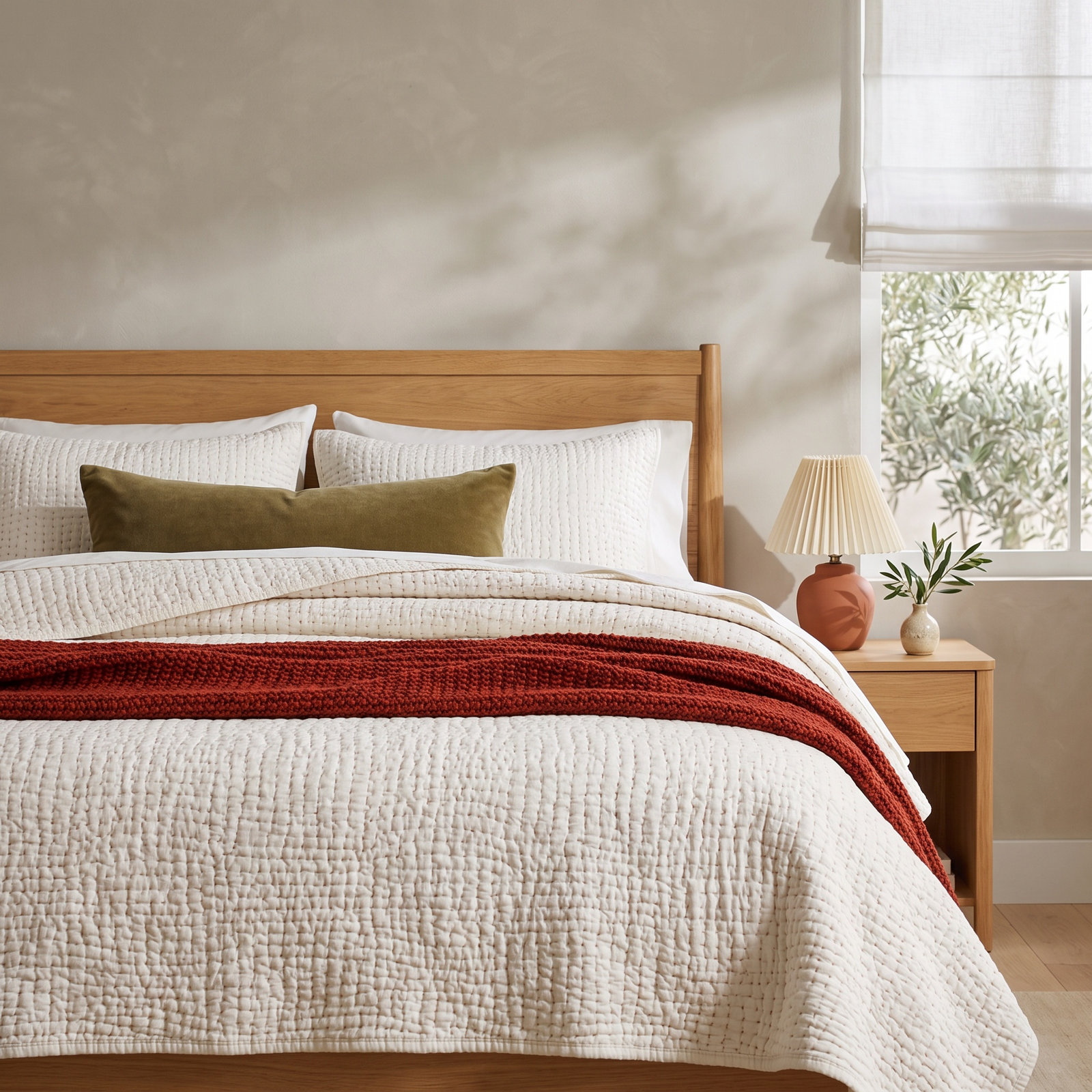 Pebbled Organic Cotton Quilt Set, King Quilt, Undyed