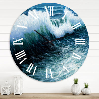Storm Waves In The Ocean - Nautical & Coastal wall clock
