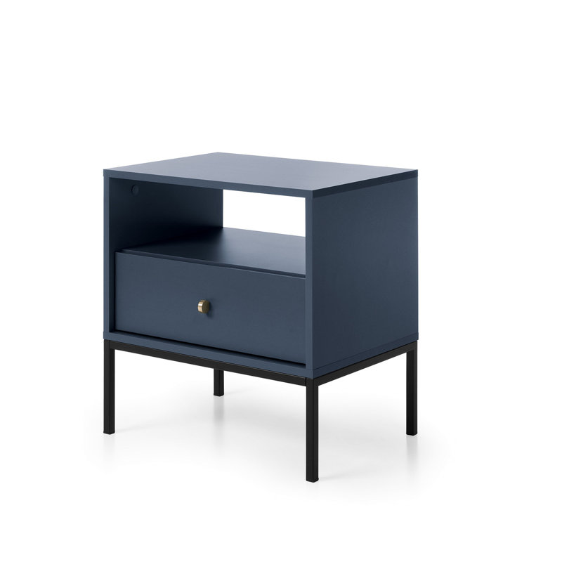 Craigarogan 53.6cm W Manufactured Wood Bedside Table, Dark Blue