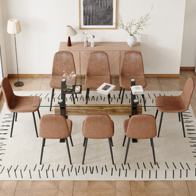 9-Piece Glass Top Dining Table Sets