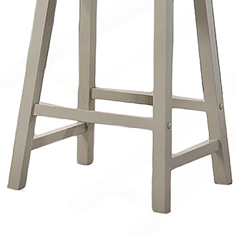 Ensemble de 2 tabourets ergonomiques de hauteur comptoir gris clair avec structure en bois massif et siège en panneau de particules, facile à assembler
