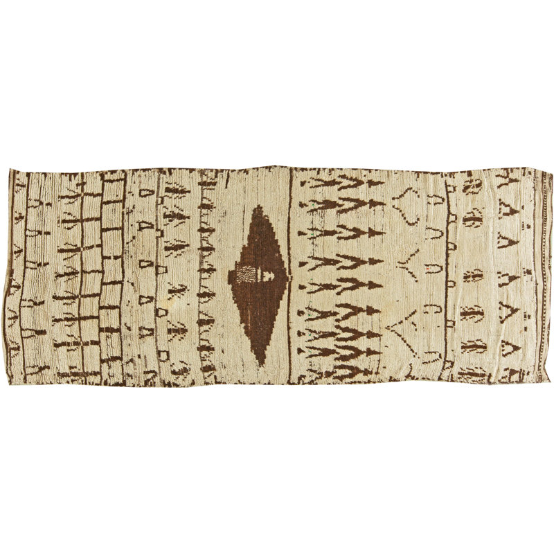 Tapis marocain rétro en laine naturelle noué à la main 4 pi 8 po x 11 pi 3 po Vintage