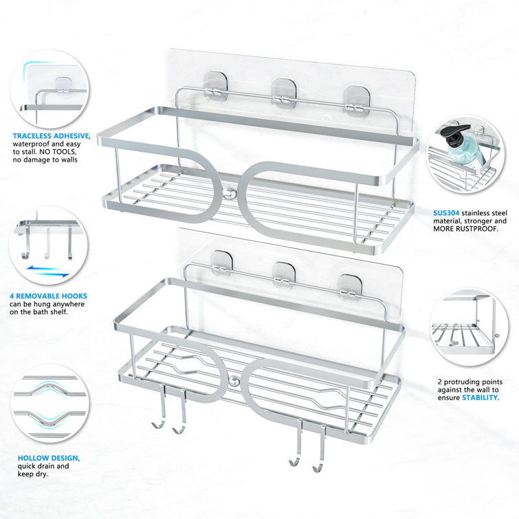 Makensey Adhesive Shower Shelf (Set of 2) Rebrilliant Finish: Green