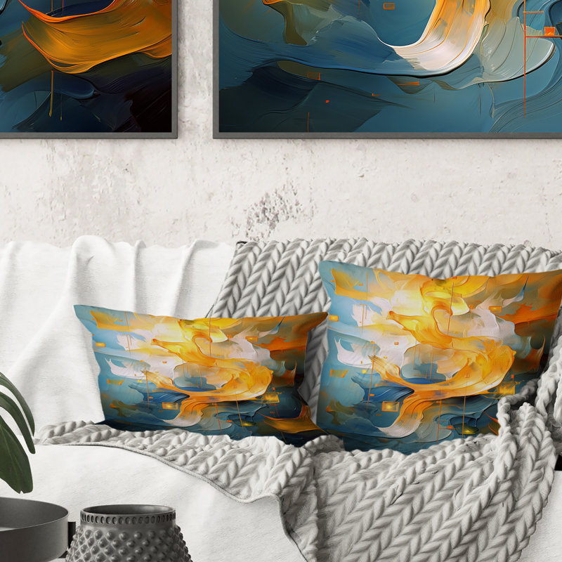 Comfort Of Glory Abstract Expressionism Blue II - Abstract Painting Printed Throw Pillow