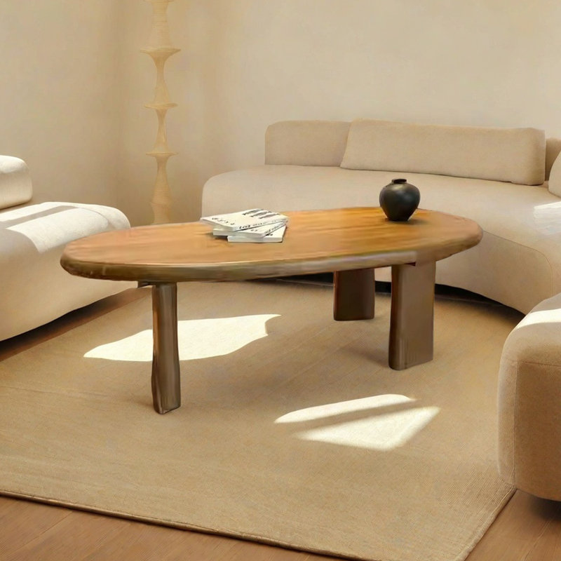 Irregular Solid Wood Coffee Table, Brown