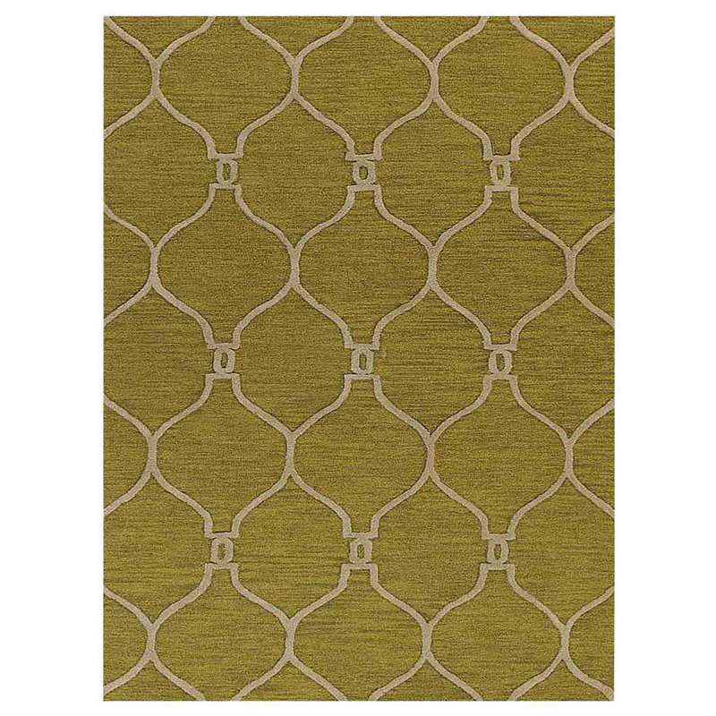Hand Tufted Wool Eco-Friendly Area Rugs - Rectangle, Green Beige Color, Geometric Modern Design, High Pile Thick Handmade Anti Skid Area Rugs for Living Room, Bed Room