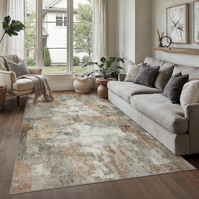 Tapis abstrait moderne Arden, Grey, Rectangle 6'3" x 8'6"