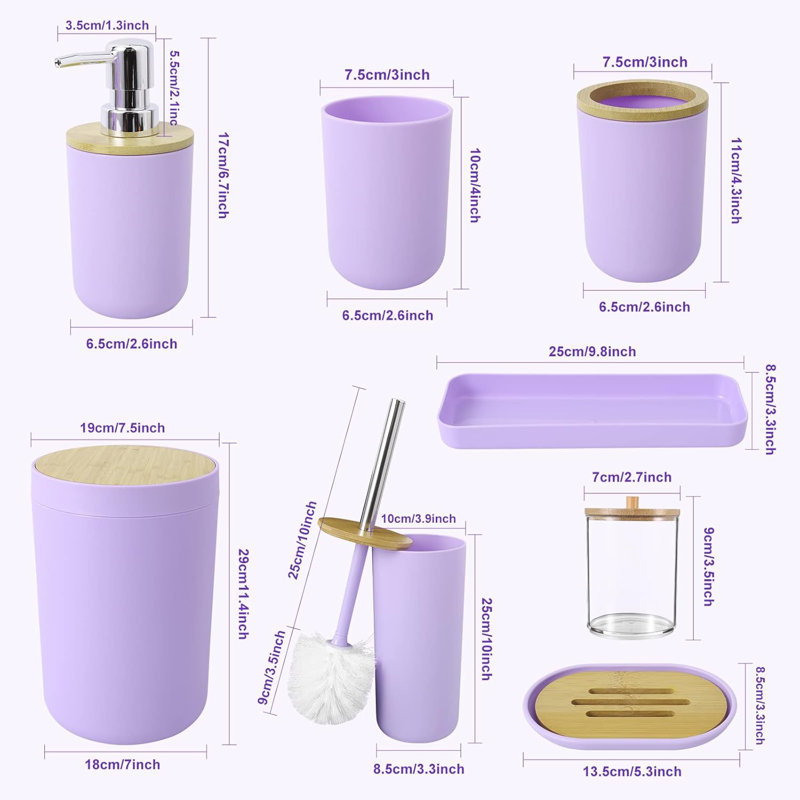 Bathroom Accessory Set, Light Purple