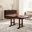 Extendable Farmhouse Dining Table for 4-8, Removable Leaf, Rectangular Solid and Manufactured Wood, Cherry Finish, 59-77 Inches