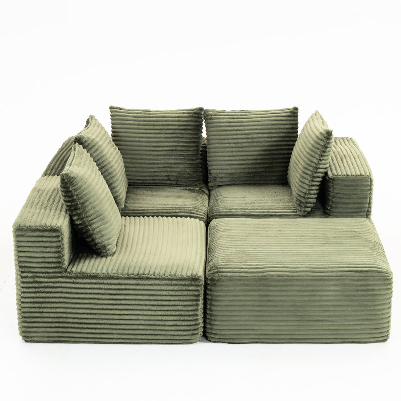- 33001 comprimé, modulaire flexible pour l'aménagement d'appartements, aucun assemblage requis, tout esthétique, velours côtelé luxueux, 4 sièges avec cube d'usure en 33001, assemblage de pièce entièrement différent, structure,