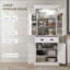 Armoire de cuisine avec détecteur de mouvement, armoire de rangement haute avec 6 tablettes de porte, un tiroir et 4 tablettes réglables, pour le salon, la salle à manger