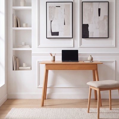  31.5"W Solid Wood Writing Desk Tapered Legs With 2 Drawers