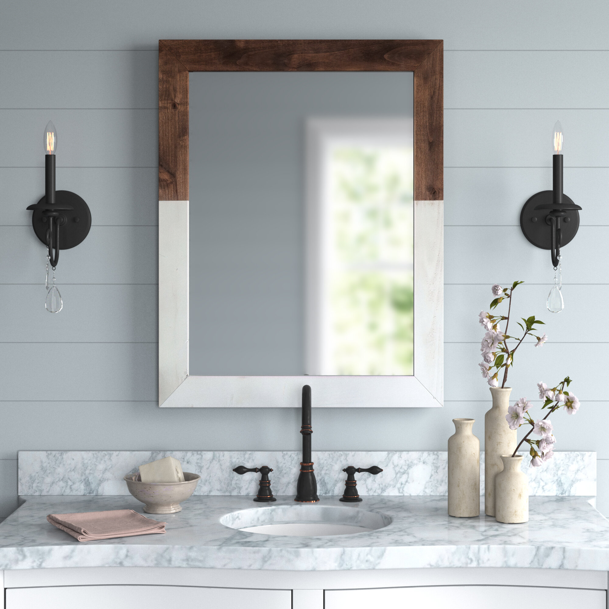 Laurel Foundry Modern Farmhouse Owings Solid Wood Rectangle Wall Mirror ...