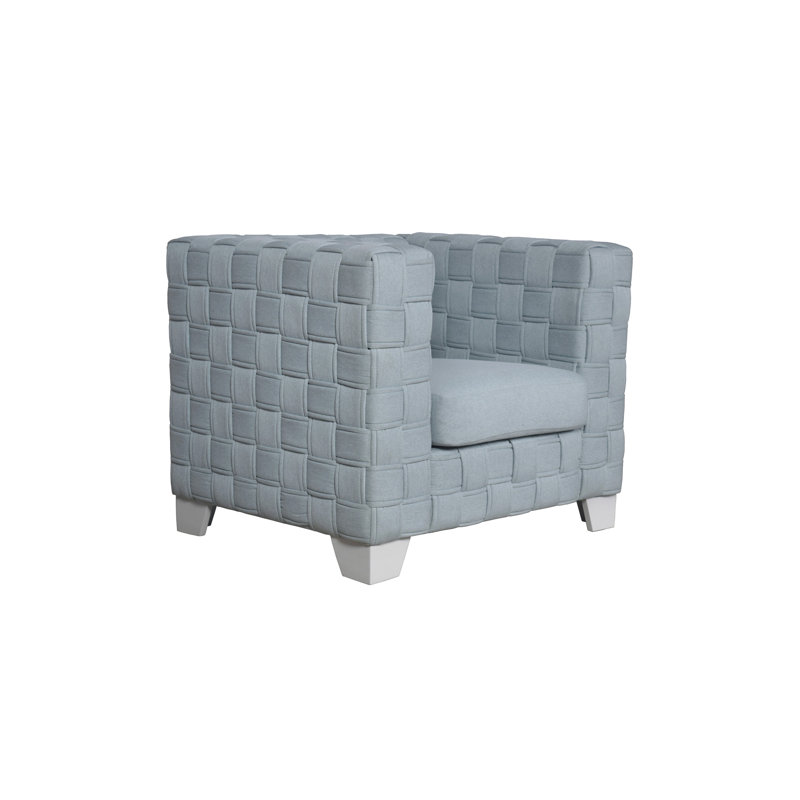 Chaise en chenille sarcelle clair et finition blanche Saree