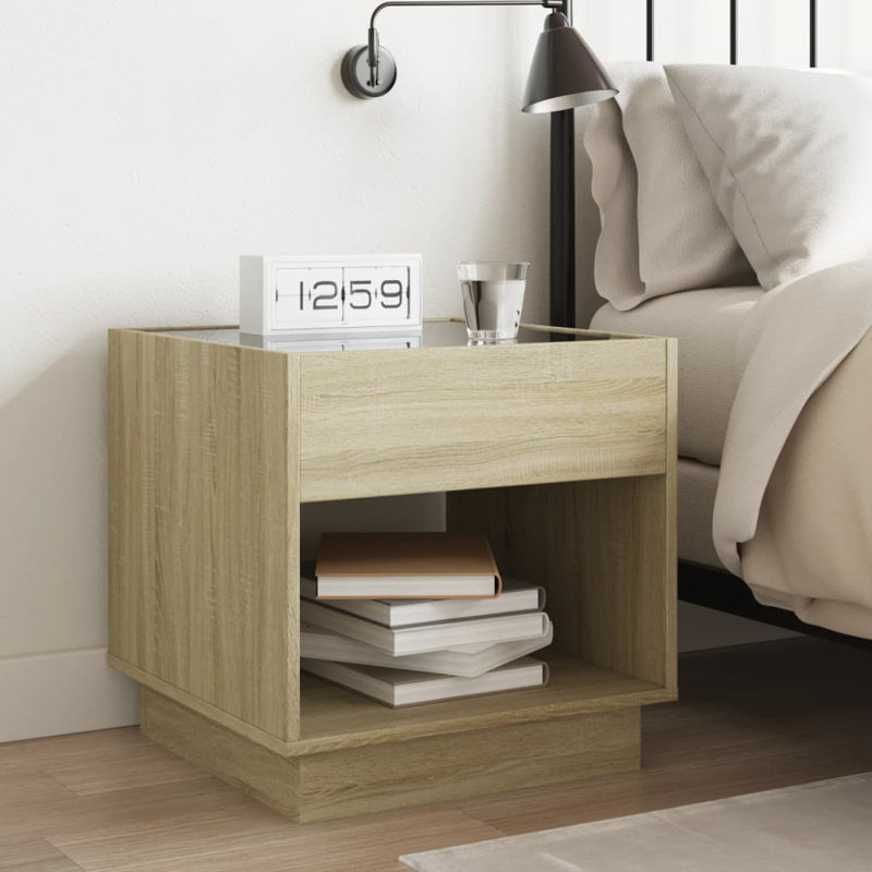 Creaghan 50cm W Bedside Table, Sonoma Oak
