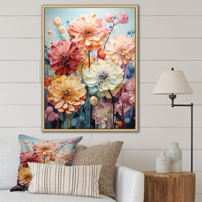 Zinnias Mute Tone Field sur impression sur toile