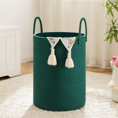 Panier à linge, panier à linge en corde de coton tissé, 100 L pour le rangement décoratif des vêtements sales, des jouets et des couvertures dans la salle de bain, la chambre de bébé et le salon