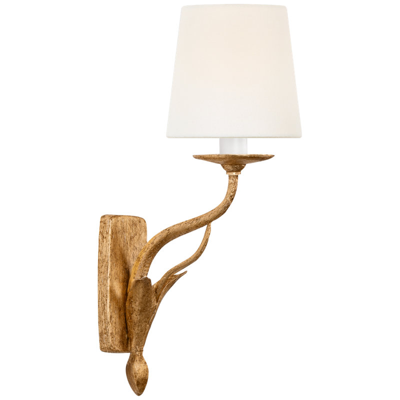 Amalfi 15" Sconce in Milano Gold with Linen Shade