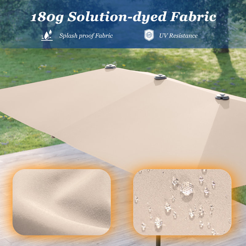 Parasol de marché double 11x7Ft, Beige