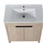 Commode de salle de bain autoportante de 30 pouces avec lavabo en céramique blanche et 2 portes d'armoire à fermeture en douceur