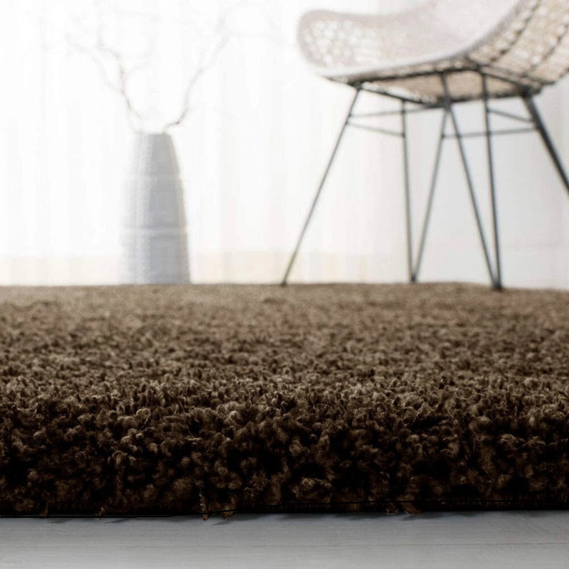 Solid Colour Shag Area Rug, Round 120 cm