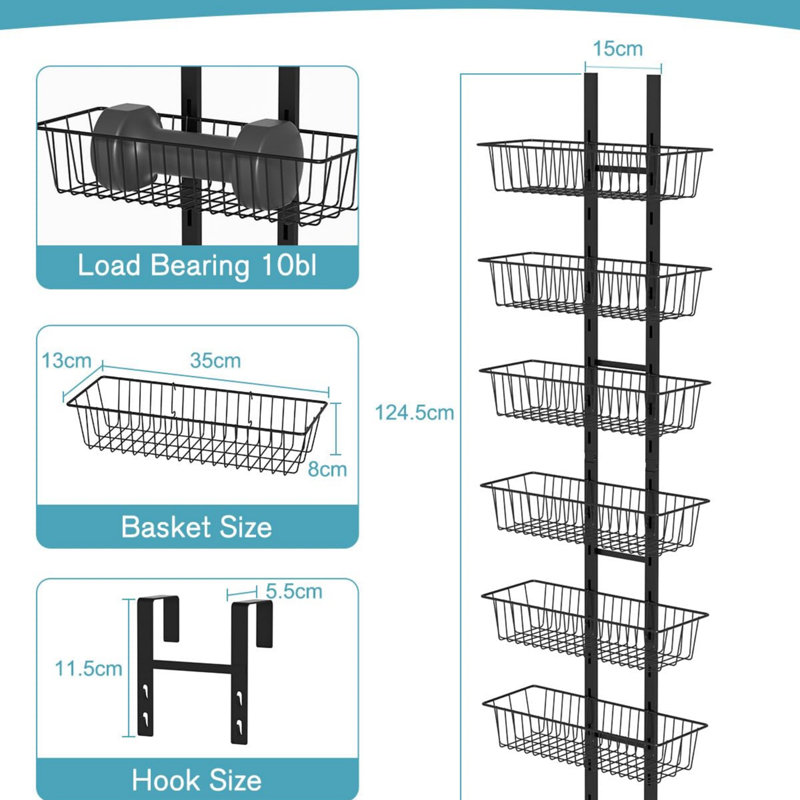 Freestanding Spice Rack with Adjustable Racks, 124.5 cm H x 35 cm W x 13 cm D