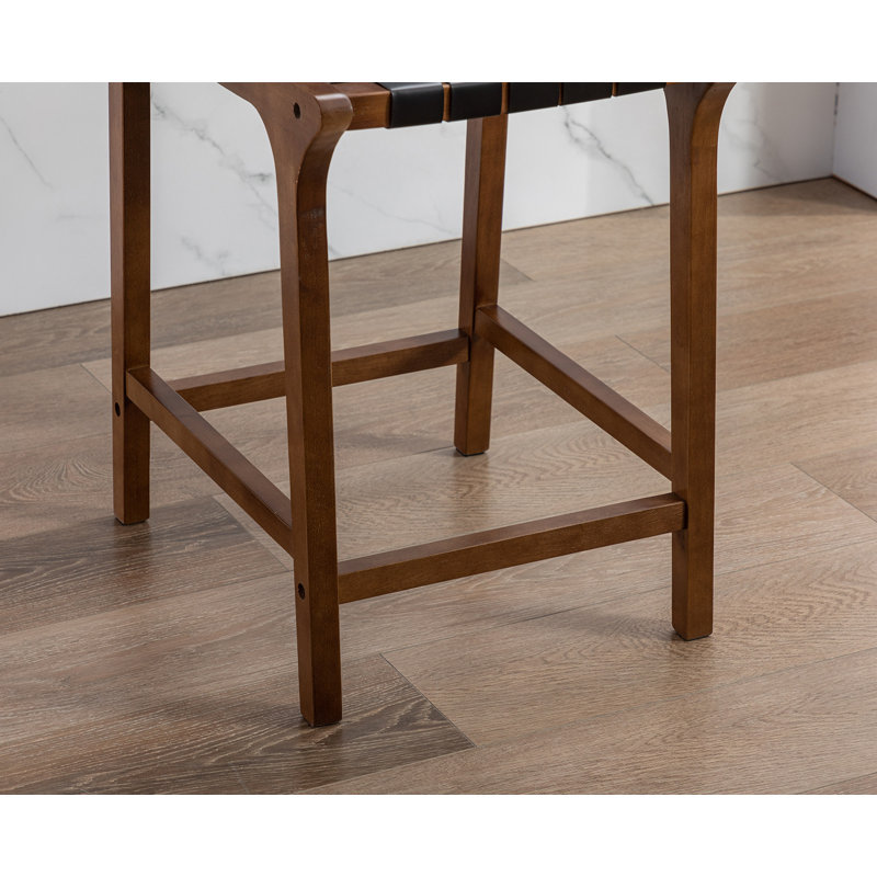 Pangita Solid Wood Counter Stool, Black/Walnut Frame, Counter Stool (23.5” Seat Height)