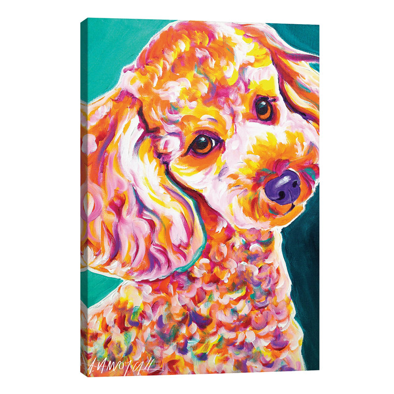 Curly The Poodle by DawgArt - Print on Canvas, No Frame, 101.6 cm H x 66.04 cm W x 3.175 cm D