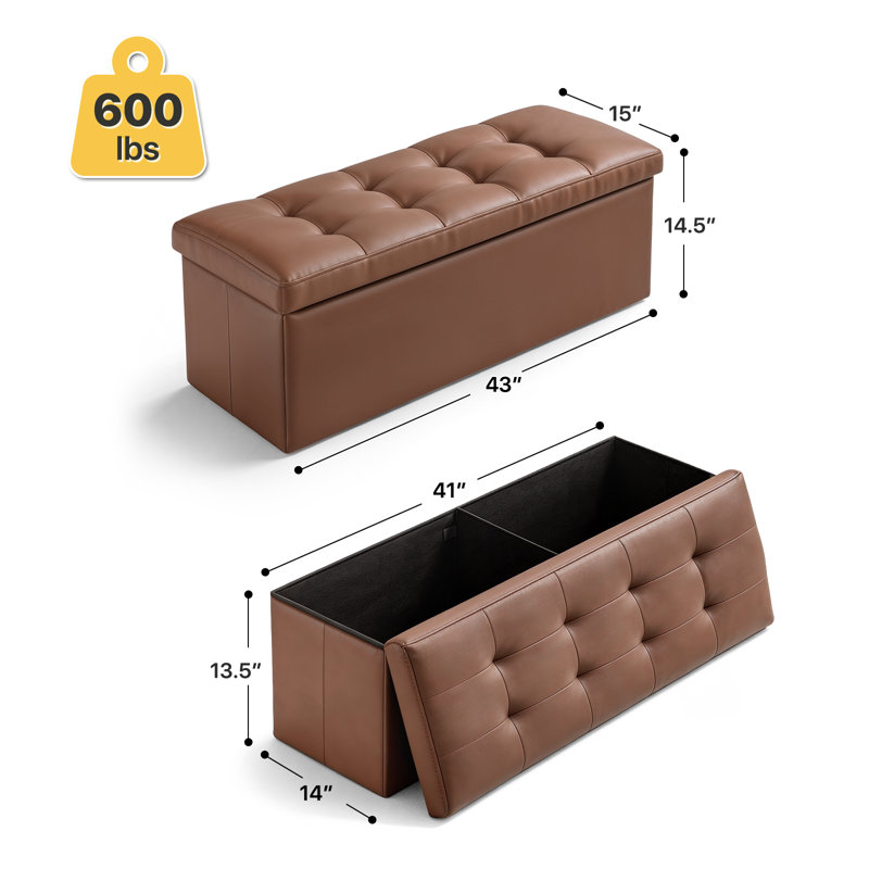 Upholstered Storage Bench Ottoman Versatile Design for Bedroom or Living Room, Perfect for Seating and Organization, Brown