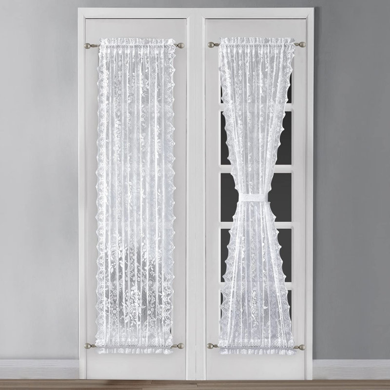 Paire de rideaux semi-transparents avec passe-tringle Bergerac, Blanc, L 30 po x L 72 po