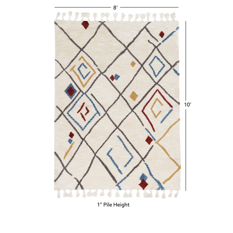 Tapis ivoire touffeté à la main Brixton, Rectangle 8 pi x 10 pi