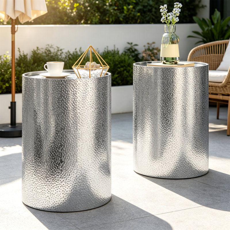 Table d'appoint en métal, Argent argent