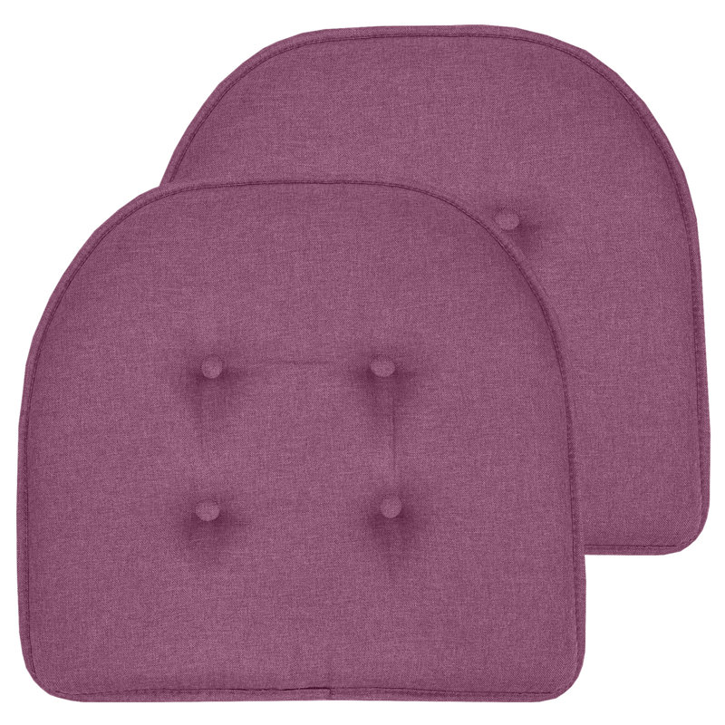 Coussin de chaise d'intérieur uni antidérapant en forme de U, 2, Mauve