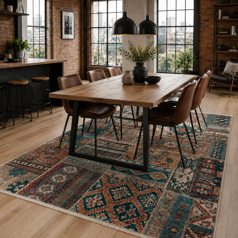 Geometric Cotton and Chenille Flatweave Area Rug, 200 cm round