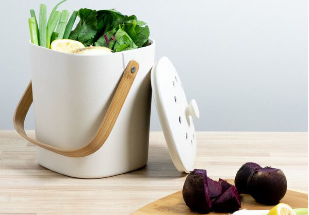 kitchen compost bin on counter