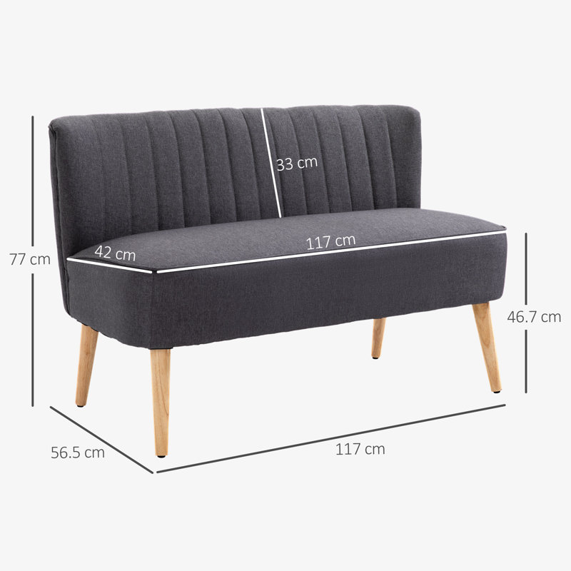Maxen 2 Seater Loveseat, Polyester, Dark Grey
