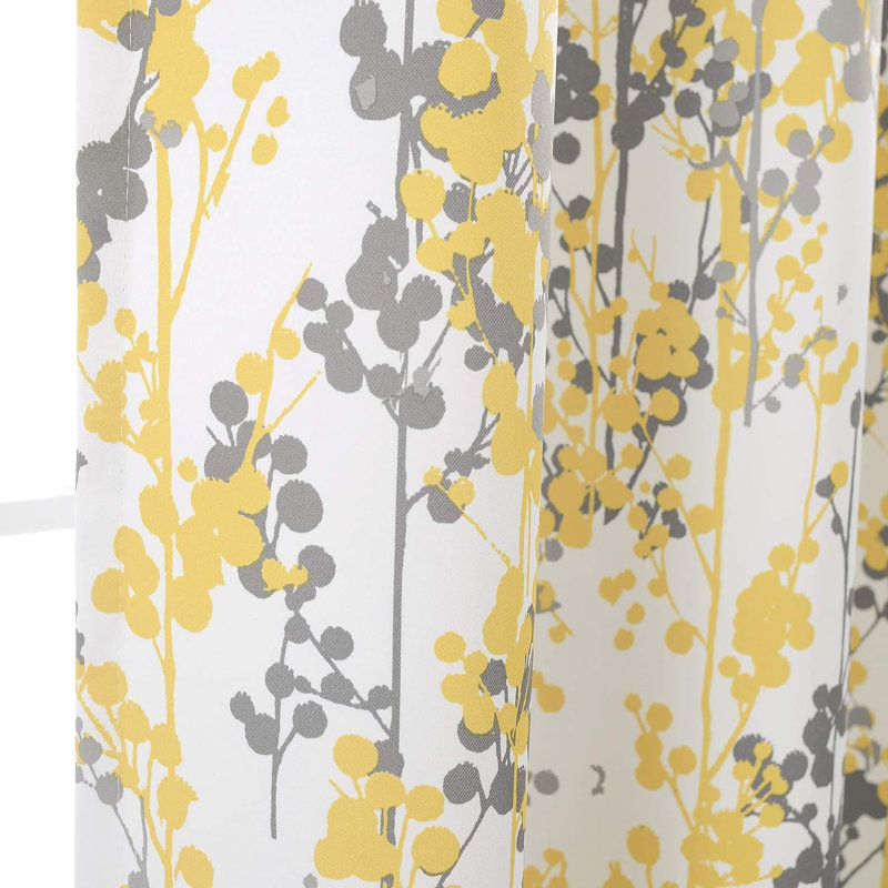 Rideaux de fenêtre Aalayjah , Jaune doré / gris, L 52 po x L 120 po