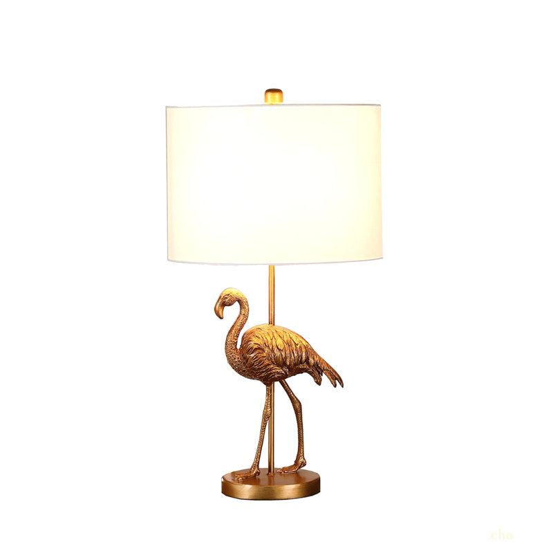 Lampe de table 26 po en résine flamant doré mat