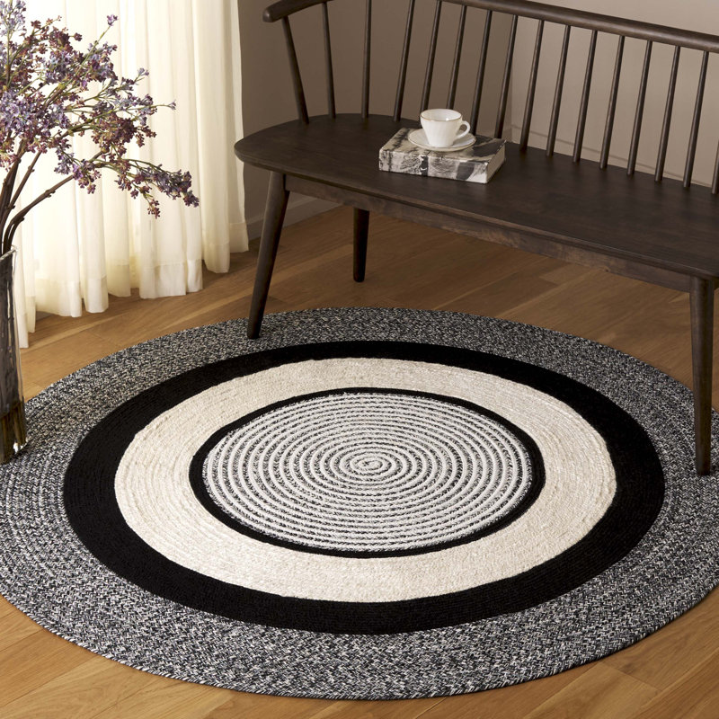Tapis noir / ivoire Barclay 758, Rond 5 pi