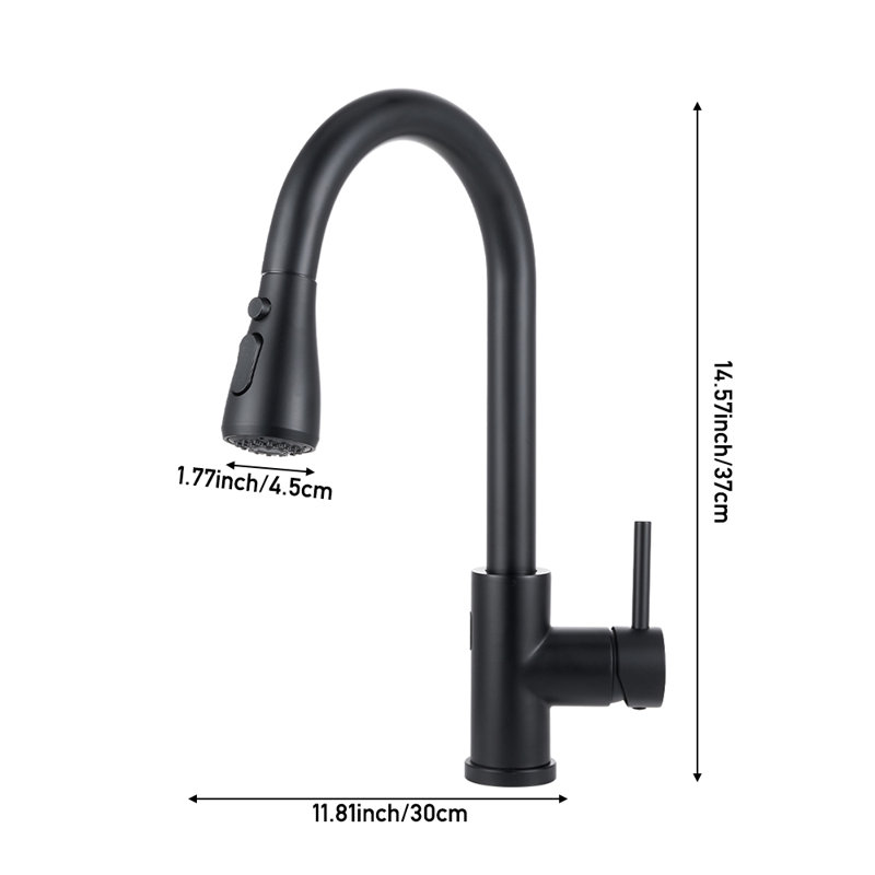 Belfry Kitchen Pull Out Touchless Kitchen Faucet, Black